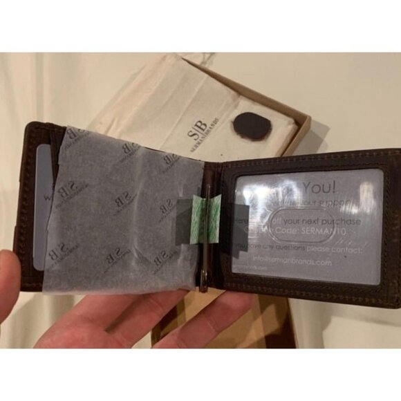 New RFID Blocking Slim Bifold Genuine Leather Minimalist Front Pocket - Picture 2 of 2